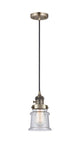 Cord Hung 6" Black Antique Brass Mini Pendant - Seedy Small Canton Glass LED - w/Switch