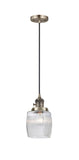 Cord Hung 5.5" Polished Chrome Mini Pendant - Thick Clear Halophane Colton Glass LED - w/Switch