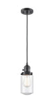 201CSW-OB-G314 Cord Hung 4.5" Oil Rubbed Bronze Mini Pendant - Seedy Dover Glass - LED Bulb - Dimmensions: 4.5 x 4.5 x 10.25<br>Minimum Height : 13.75<br>Maximum Height : 131.75 - Sloped Ceiling Compatible: Yes