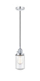 201CSW-PC-G314 Cord Hung 4.5" Polished Chrome Mini Pendant - Seedy Dover Glass - LED Bulb - Dimmensions: 4.5 x 4.5 x 10.25<br>Minimum Height : 13.75<br>Maximum Height : 131.75 - Sloped Ceiling Compatible: Yes