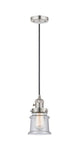 201CSW-PN-G184S Cord Hung 6" Polished Nickel Mini Pendant - Seedy Small Canton Glass - LED Bulb - Dimmensions: 6 x 6 x 10<br>Minimum Height : 12.75<br>Maximum Height : 130.75 - Sloped Ceiling Compatible: Yes