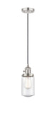 201CSW-PN-G314 Cord Hung 4.5" Polished Nickel Mini Pendant - Seedy Dover Glass - LED Bulb - Dimmensions: 4.5 x 4.5 x 10.25<br>Minimum Height : 13.75<br>Maximum Height : 131.75 - Sloped Ceiling Compatible: Yes