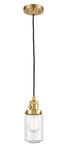 201CSW-SG-G314 Cord Hung 4.5" Satin Gold Mini Pendant - Seedy Dover Glass - LED Bulb - Dimmensions: 4.5 x 4.5 x 10.25<br>Minimum Height : 13.75<br>Maximum Height : 131.75 - Sloped Ceiling Compatible: Yes