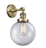 1-Light 8" Brushed Brass Sconce - Clear Beacon Glass LED - w/Switch