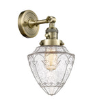 1-Light 7" Antique Brass Sconce - Seedy Small Bullet Glass LED - w/Switch