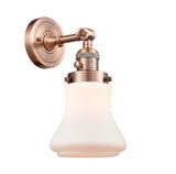 203SW-AC-G191 1-Light 6.5" Antique Copper Sconce - Matte White Bellmont Glass - LED Bulb - Dimmensions: 6.5 x 9 x 11 - Glass Up or Down: Yes