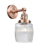 1-Light 5.5" Brushed Brass Sconce - Thick Clear Halophane Colton Glass LED - w/Switch
