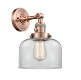 203SW-AC-G72 1-Light 8" Antique Copper Sconce - Clear Large Bell Glass - LED Bulb - Dimmensions: 8 x 9.375 x 12 - Glass Up or Down: Yes