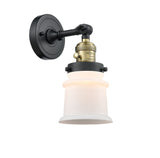 203SW-BAB-G181S 1-Light 6.5" Black Antique Brass Sconce - Matte White Small Canton Glass - LED Bulb - Dimmensions: 6.5 x 9 x 11 - Glass Up or Down: Yes