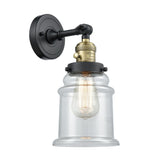 203SW-BAB-G182 1-Light 6.5" Black Antique Brass Sconce - Clear Canton Glass - LED Bulb - Dimmensions: 6.5 x 9 x 11 - Glass Up or Down: Yes