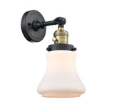 203SW-BAB-G191 1-Light 6.5" Black Antique Brass Sconce - Matte White Bellmont Glass - LED Bulb - Dimmensions: 6.5 x 9 x 11 - Glass Up or Down: Yes