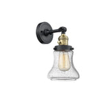 1-Light 6.5" Brushed Brass Sconce - Seedy Bellmont Glass LED - w/Switch