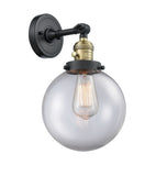 203SW-BAB-G202-8 1-Light 8" Black Antique Brass Sconce - Clear Beacon Glass - LED Bulb - Dimmensions: 8 x 9.125 x 14 - Glass Up or Down: Yes