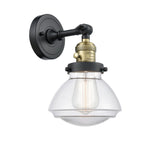 203SW-BAB-G322 1-Light 6.75" Black Antique Brass Sconce - Clear Olean Glass - LED Bulb - Dimmensions: 6.75 x 9.375 x 7.75 - Glass Up or Down: Yes