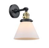 203SW-BAB-G41 1-Light 8" Black Antique Brass Sconce - Matte White Cased Large Cone Glass - LED Bulb - Dimmensions: 8 x 9 x 10 - Glass Up or Down: Yes