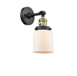 203SW-BAB-G51 1-Light 5" Black Antique Brass Sconce - Matte White Cased Small Bell Glass - LED Bulb - Dimmensions: 5 x 7 x 10 - Glass Up or Down: Yes