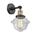 203SW-BAB-G532 1-Light 7.5" Black Antique Brass Sconce - Clear Small Oxford Glass - LED Bulb - Dimmensions: 7.5 x 9 x 12 - Glass Up or Down: Yes