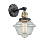 203SW-BAB-G534 1-Light 7.5" Black Antique Brass Sconce - Seedy Small Oxford Glass - LED Bulb - Dimmensions: 7.5 x 9 x 12 - Glass Up or Down: Yes