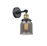 203SW-BAB-G53 1-Light 5" Black Antique Brass Sconce - Plated Smoke Small Bell Glass - LED Bulb - Dimmensions: 5 x 7 x 10 - Glass Up or Down: Yes