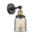 1-Light 5" Black Antique Brass Sconce - Silver Plated Mercury Small Bell Glass LED - w/Switch