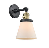 203SW-BAB-G61 1-Light 6.25" Black Antique Brass Sconce - Matte White Cased Small Cone Glass - LED Bulb - Dimmensions: 6.25 x 8 x 10 - Glass Up or Down: Yes