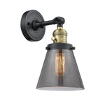 203SW-BAB-G63 1-Light 6.25" Black Antique Brass Sconce - Plated Smoke Small Cone Glass - LED Bulb - Dimmensions: 6.25 x 8 x 10 - Glass Up or Down: Yes