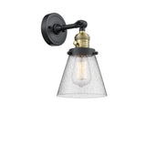 203SW-BAB-G64 1-Light 6.25" Black Antique Brass Sconce - Seedy Small Cone Glass - LED Bulb - Dimmensions: 6.25 x 8 x 10 - Glass Up or Down: Yes