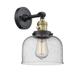 203SW-BAB-G74 1-Light 8" Black Antique Brass Sconce - Seedy Large Bell Glass - LED Bulb - Dimmensions: 8 x 9.375 x 12 - Glass Up or Down: Yes