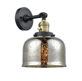 203SW-BAB-G78 1-Light 8" Black Antique Brass Sconce - Silver Plated Mercury Large Bell Glass - LED Bulb - Dimmensions: 8 x 9.375 x 12 - Glass Up or Down: Yes