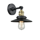 203SW-BAB-M6 1-Light 8" Black Antique Brass Sconce - Matte Black Railroad Shade - LED Bulb - Dimmensions: 8 x 9 x 8 - Glass Up or Down: Yes
