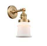 1-Light 6.5" Brushed Satin Nickel Sconce - Matte White Small Canton Glass LED - w/Switch