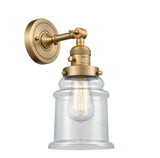 203SW-BB-G182 1-Light 6.5" Brushed Brass Sconce - Clear Canton Glass - LED Bulb - Dimmensions: 6.5 x 9 x 11 - Glass Up or Down: Yes