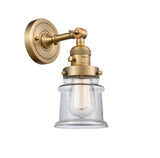 1-Light 6.5" Brushed Brass Sconce - Clear Small Canton Glass LED - w/Switch