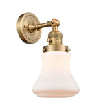 1-Light 6.5" Brushed Brass Sconce - Matte White Bellmont Glass LED - w/Switch