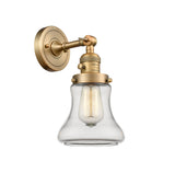 203SW-BB-G192 1-Light 6.5" Brushed Brass Sconce - Clear Bellmont Glass - LED Bulb - Dimmensions: 6.5 x 9 x 11 - Glass Up or Down: Yes