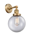 1-Light 8" Brushed Brass Sconce - Clear Beacon Glass LED - w/Switch