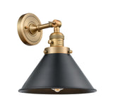 203SW-BB-M10-BK 1-Light 10" Brushed Brass Sconce - Brushed Brass Briarcliff Shade - LED Bulb - Dimmensions: 10 x 11 x 8 - Glass Up or Down: Yes