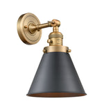 1-Light 8" Brushed Brass Sconce - Brushed Brass Appalachian Shade LED - w/Switch