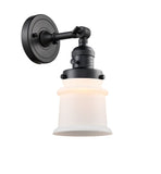 203SW-BK-G181S 1-Light 6.5" Matte Black Sconce - Matte White Small Canton Glass - LED Bulb - Dimmensions: 6.5 x 9 x 11 - Glass Up or Down: Yes