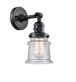 203SW-BK-G184S 1-Light 6.5" Matte Black Sconce - Seedy Small Canton Glass - LED Bulb - Dimmensions: 6.5 x 9 x 11 - Glass Up or Down: Yes