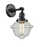 203SW-BK-G534 1-Light 7.5" Matte Black Sconce - Seedy Small Oxford Glass - LED Bulb - Dimmensions: 7.5 x 9 x 12 - Glass Up or Down: Yes