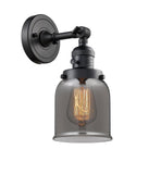 203SW-BK-G53 1-Light 5" Matte Black Sconce - Plated Smoke Small Bell Glass - LED Bulb - Dimmensions: 5 x 7 x 10 - Glass Up or Down: Yes