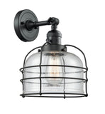 203SW-BK-G74-CE 1-Light 9" Matte Black Sconce - Seedy Large Bell Cage Glass - LED Bulb - Dimmensions: 9 x 9.5 x 12 - Glass Up or Down: Yes