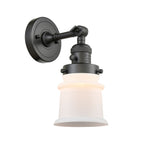 203SW-OB-G181S 1-Light 6.5" Oil Rubbed Bronze Sconce - Matte White Small Canton Glass - LED Bulb - Dimmensions: 6.5 x 9 x 11 - Glass Up or Down: Yes