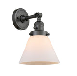 203SW-OB-G41 1-Light 8" Oil Rubbed Bronze Sconce - Matte White Cased Large Cone Glass - LED Bulb - Dimmensions: 8 x 9 x 10 - Glass Up or Down: Yes