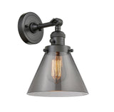 203SW-OB-G43 1-Light 8" Oil Rubbed Bronze Sconce - Plated Smoke Large Cone Glass - LED Bulb - Dimmensions: 8 x 9 x 10 - Glass Up or Down: Yes