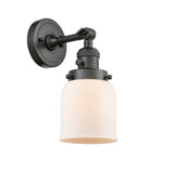 203SW-OB-G51 1-Light 5" Oil Rubbed Bronze Sconce - Matte White Cased Small Bell Glass - LED Bulb - Dimmensions: 5 x 7 x 10 - Glass Up or Down: Yes