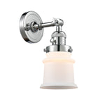 203SW-PC-G181S 1-Light 6.5" Polished Chrome Sconce - Matte White Small Canton Glass - LED Bulb - Dimmensions: 6.5 x 9 x 11 - Glass Up or Down: Yes
