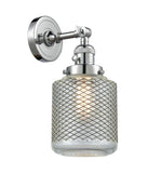 203SW-PC-G262 1-Light 6" Polished Chrome Sconce - Vintage Wire Mesh Stanton Glass - LED Bulb - Dimmensions: 6 x 8 x 14 - Glass Up or Down: Yes