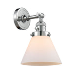 203SW-PC-G41 1-Light 8" Polished Chrome Sconce - Matte White Cased Large Cone Glass - LED Bulb - Dimmensions: 8 x 9 x 10 - Glass Up or Down: Yes